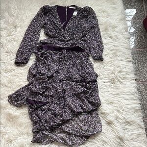 Astr Long Sleeve Purple Floral Dress